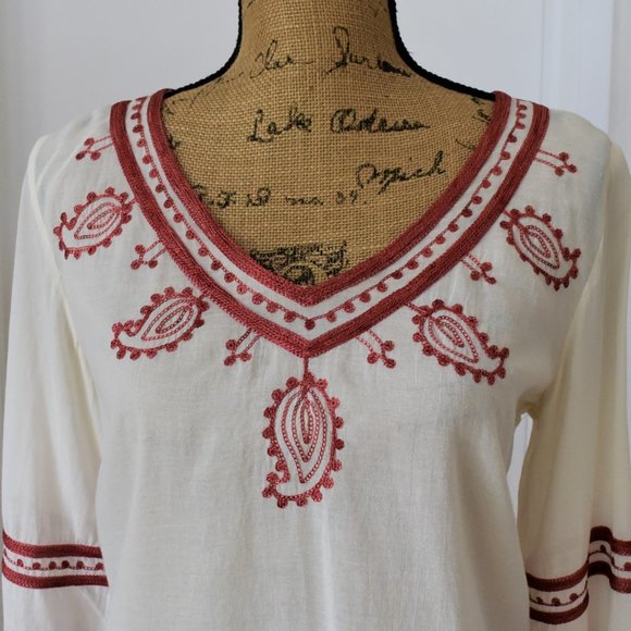 Lucky Brand Paisley Embroidered Blouse. - Picture 10 of 10